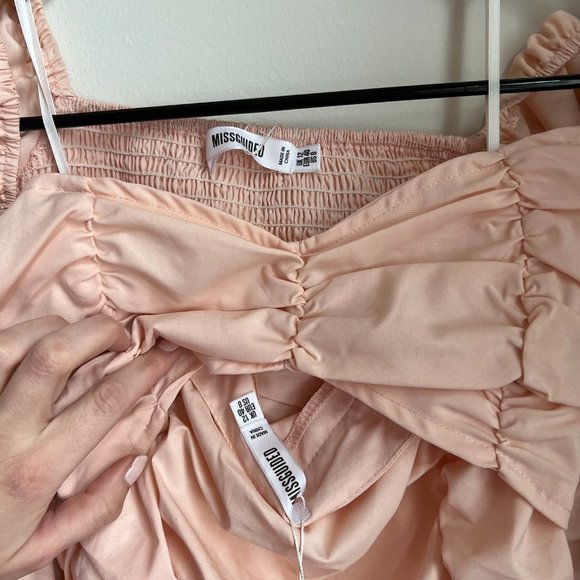 NWT Missguided Blush Co Ord Ruched Milkmaid Set - Picture 5 of 6